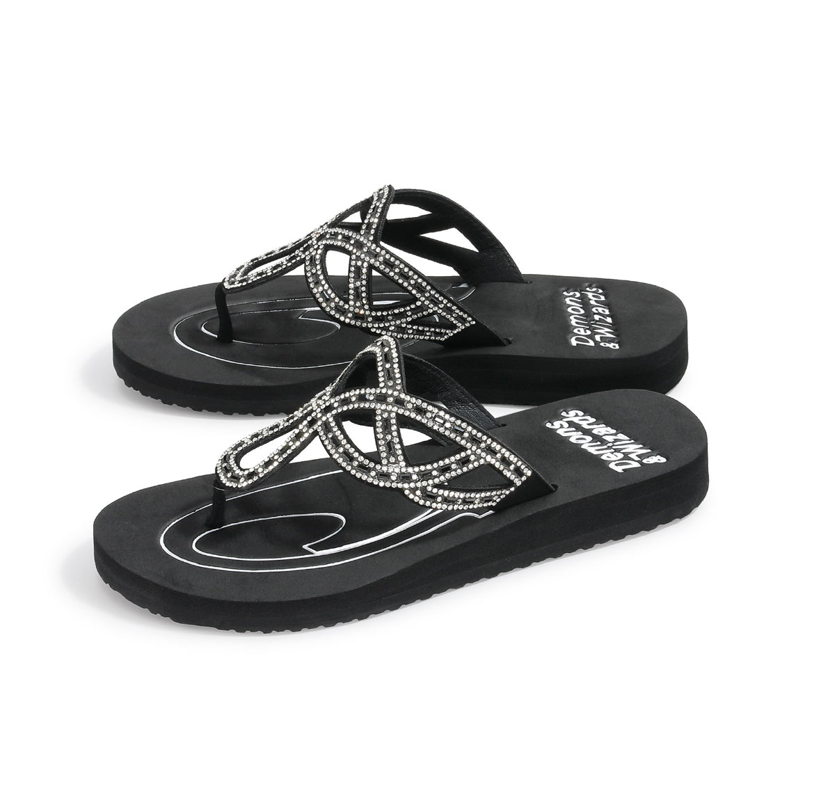 Ornamented recovery sandals.