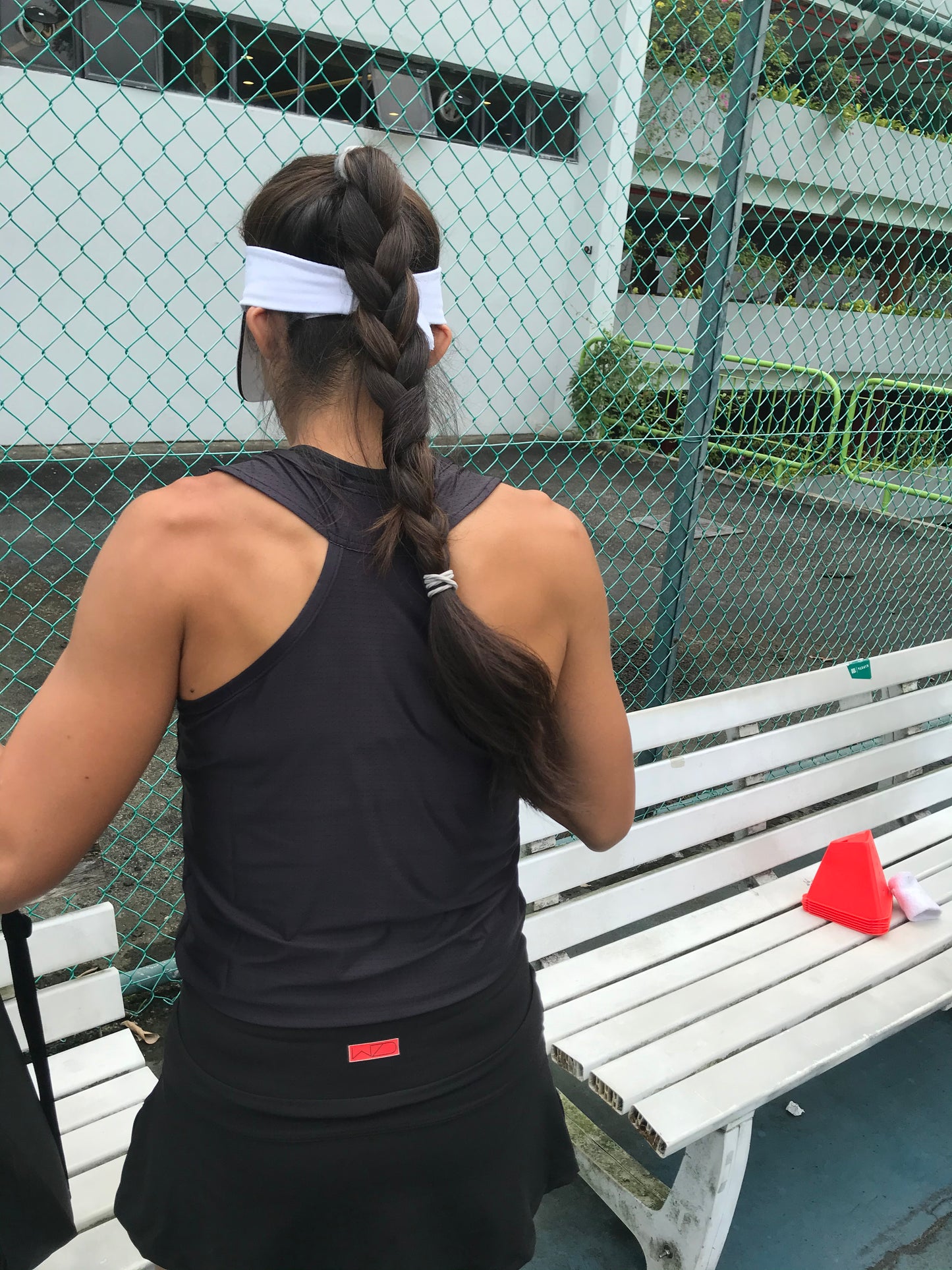 Women Tennis Set. Tank Top and Skirt. Black with White Logo